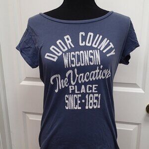 Door County Blue 84 Ladies Blue Tshirt Size Large